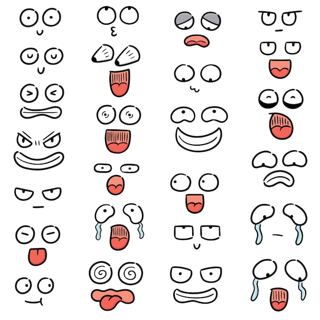 set of cartoon face