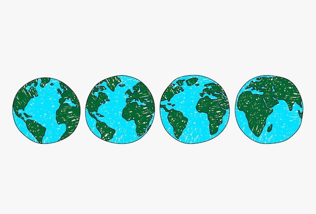 set of cartoon globes isolated on a white background