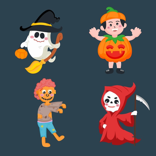 Set of cartoon Halloween character