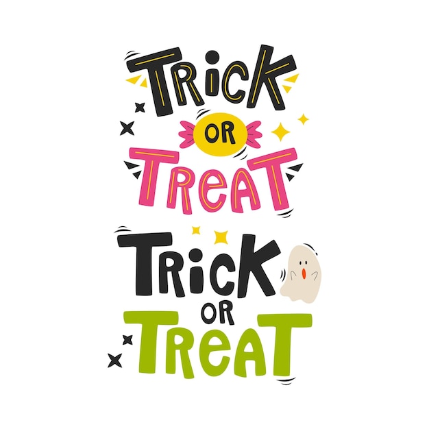 만화 할로윈 요소와 문자 Trick or treat