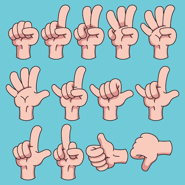 Set cartoon hand sign collecties