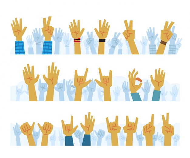 A set of cartoon hands in the air