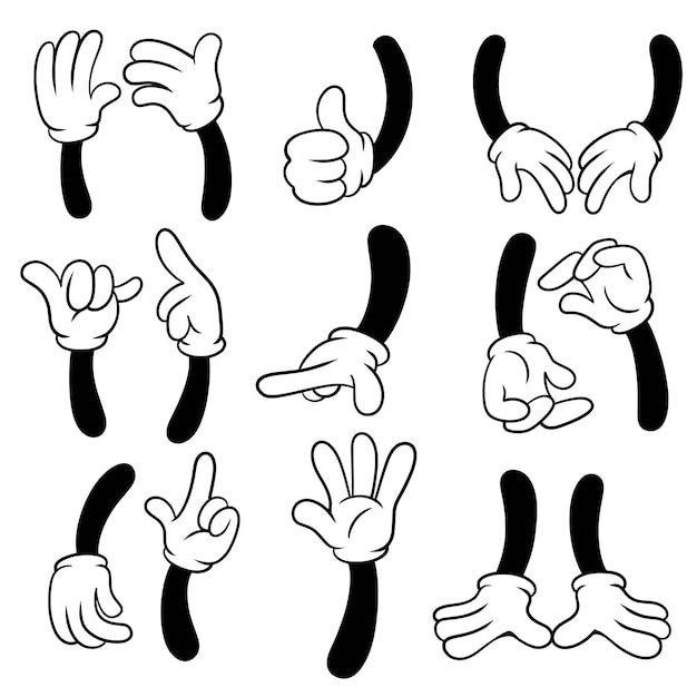 Set Cartoon Hands Illustration