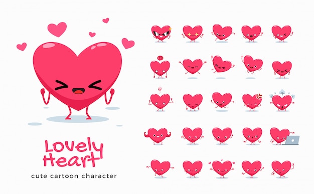 Vector set of cartoon images of love.  illustration.