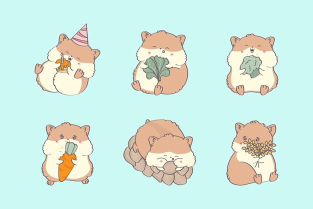 Vector set cartoon mollige hamsters