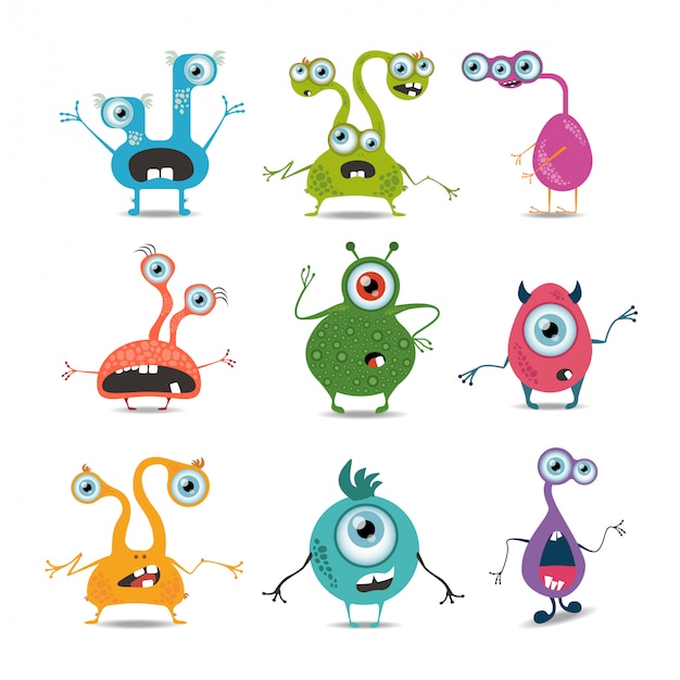 Set cartoon monsters.