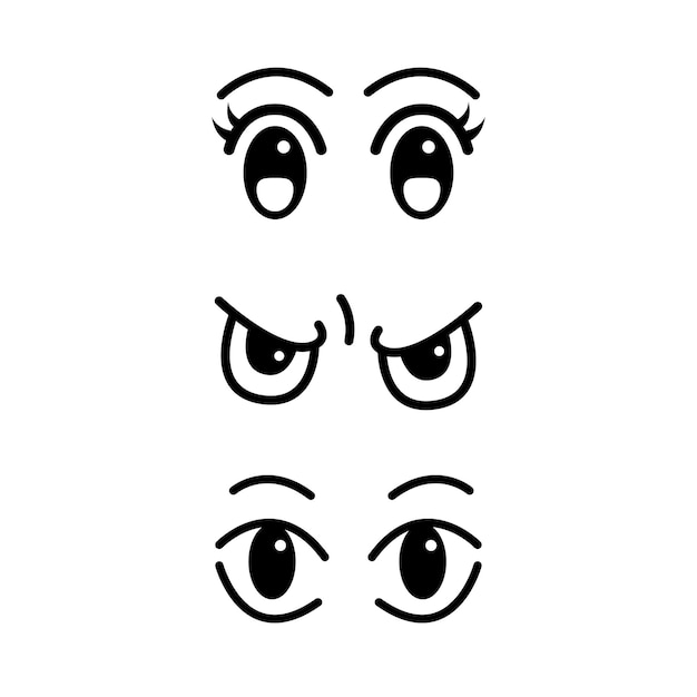 Set cartoon ogen handgetekende voor element gezichtsuitdrukking