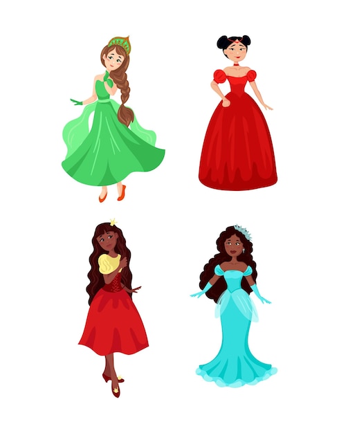 Set of cartoon princesses