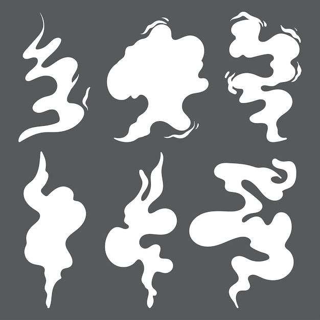 Vector set of a cartoon smoke or steam clouds