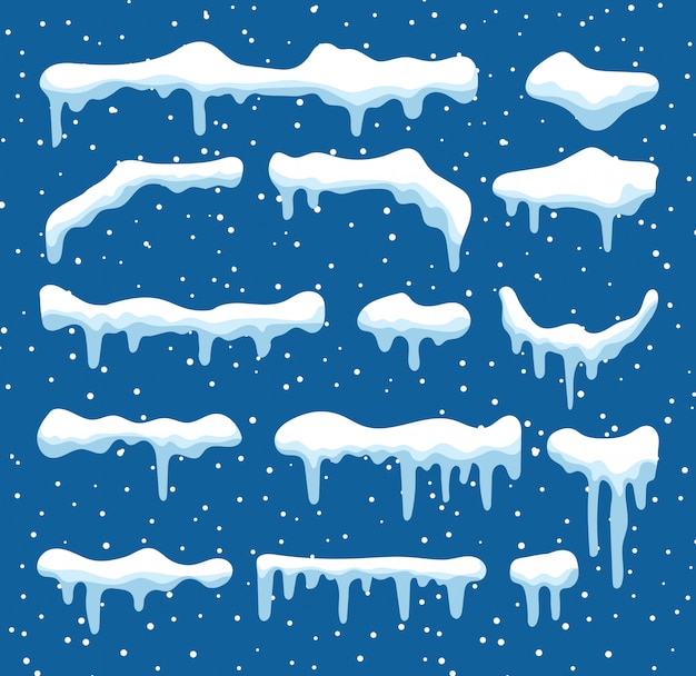 Set of cartoon snow design elements