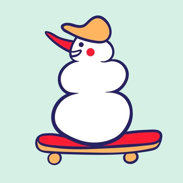 set of cartoon snowmen in flat style