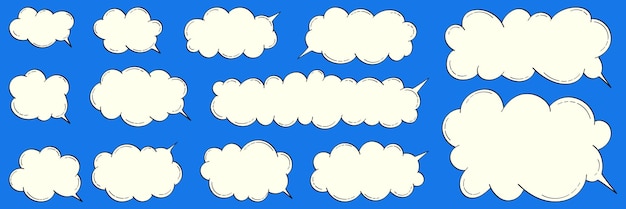 Vector set of cartoon speech bubbles in the shape of a cloud