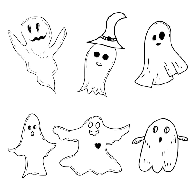 Set cartoon spoken in doodle stijl halloween traditionele vakantie