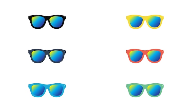 set of cartoon sunglasses colorful