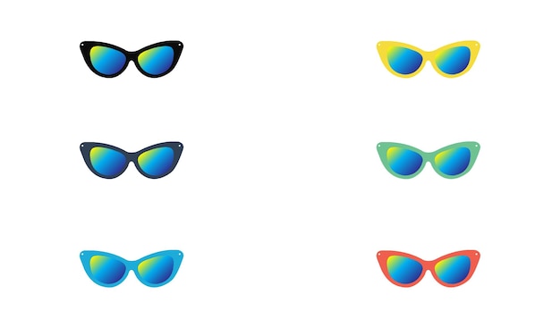 set of cartoon sunglasses colorful