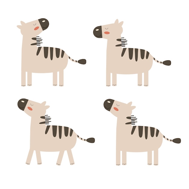Set cartoon zebra's boho Vector illustratie