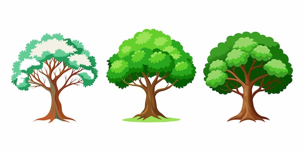 CartoonStyle Green Trees Vibrant NatureThemed Vector Illustration Icons for EcoFriendly (エコフレンドリーに適したベクトルイラストのアイコン) のセットです.
