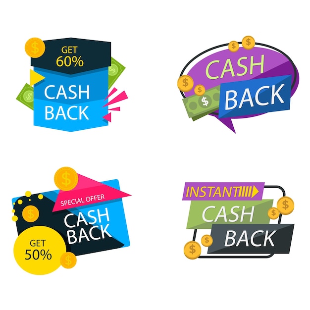 Набор коллекций этикеток cashback идеально подходит для продвижения вашего продукта продвижения продаж рекламных значков для
