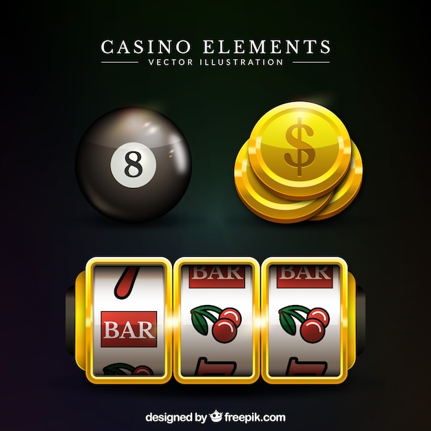 Set of casino elements in realistic design