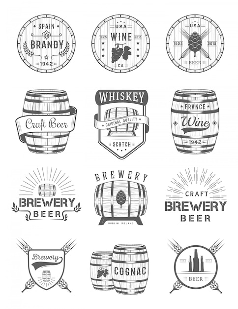 Set of Cask Alcohol Emblems