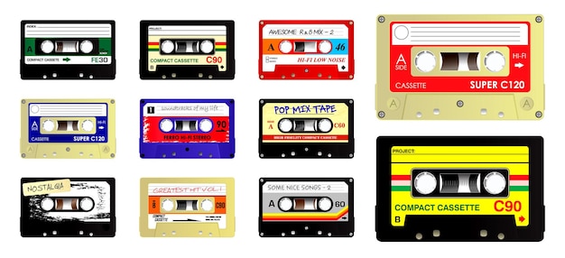 Vector set of cassette retro audio. eps vector