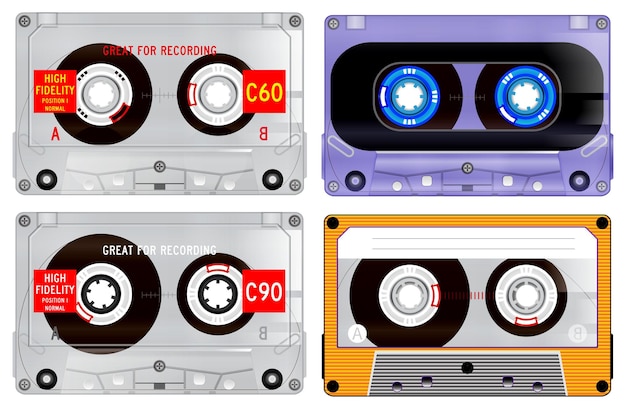 Set di cassette audio retrò. vettore eps