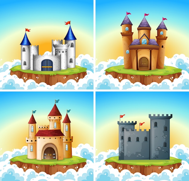 Set of castle illustrations