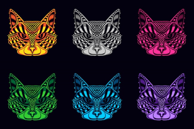 Vector set of cat face