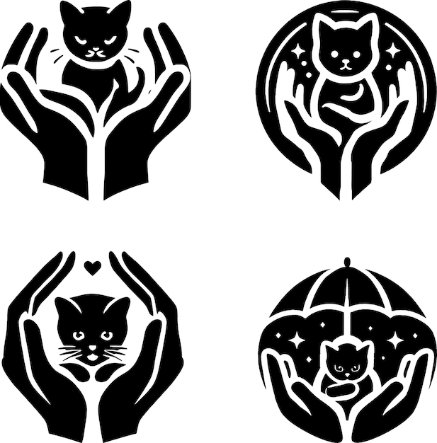 set of cat lover logo