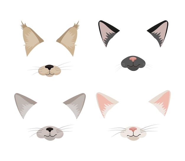 Vector set of cat masks