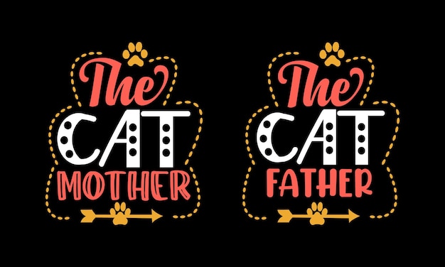 Vector set of cat typography tshirt design