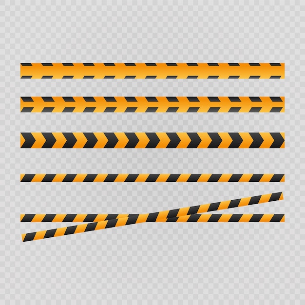 Vector set of caution lines isolated realistic warning tapes danger signs