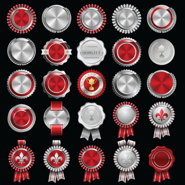 Vector set certificaat lakzegel en badges