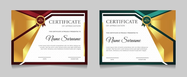 Set of certificate template design with luxury golden element