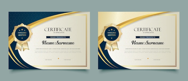 A set of certificate templates for a certificate of achievement.