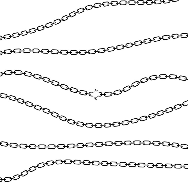 Vector set of chains broken chain graphic silhouette whole and curved stylish logo vector illustration isolated