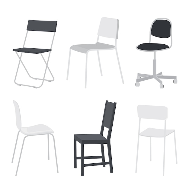 Set of Chair and comfortable Furniture  isolated object