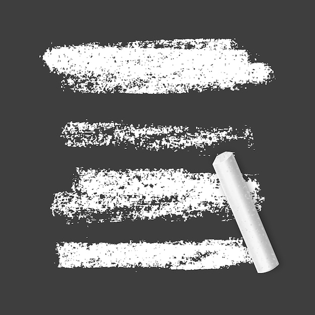 Vector set of chalk brushes of white color o