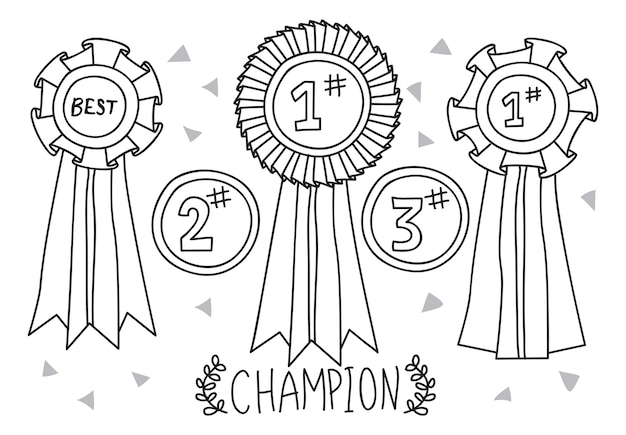 Set of champion award doodle