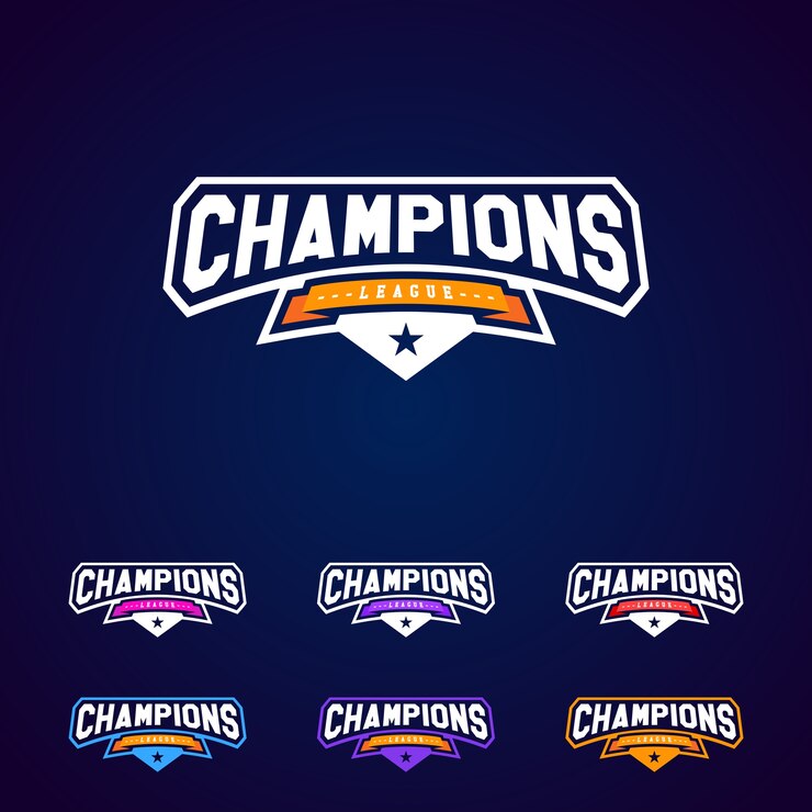 Vector set of the champion sports league logo emblem badge graphic with star