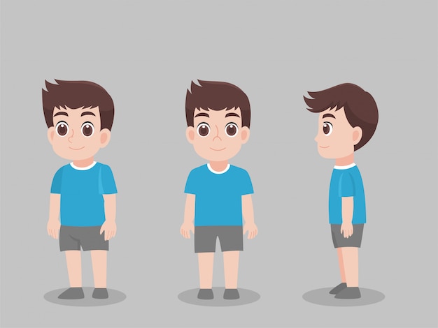 Set of Character Children Boy cartoon concept character