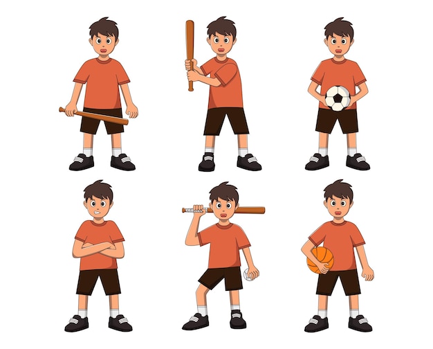 Vector set of character illustration sport boy