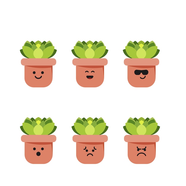 Set character succulent illustration