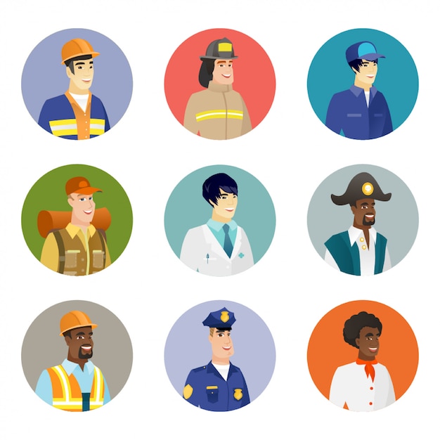 Vector set of characters of different professions.