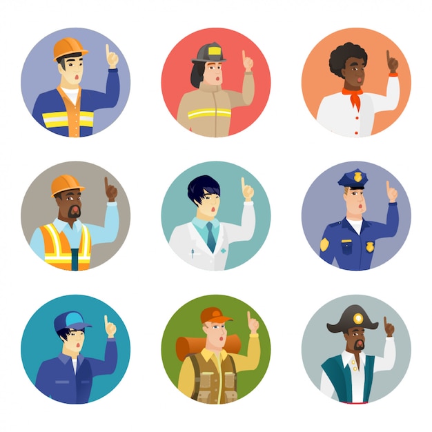 Vector set of characters of different professions.