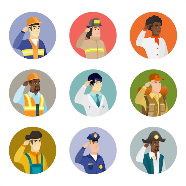 Set of characters of different professions.