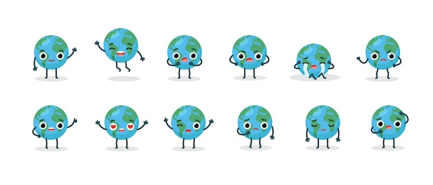 Set characters emotional planet earth happy environment day concept