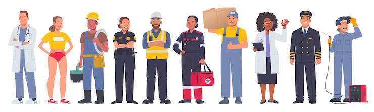 Vector set of characters of men and women of various professions_ai_generated
