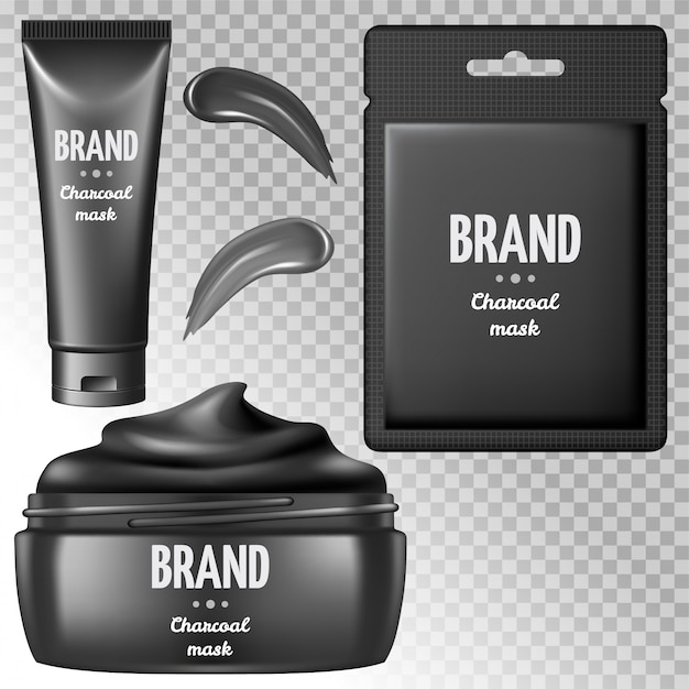 Set of charcoal  mask cream.