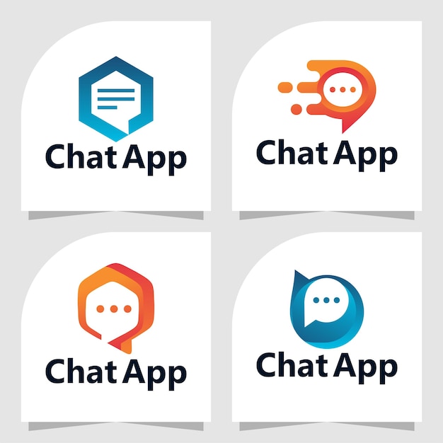 Set di modello di progettazione vettoriale del logo dell'app di chat